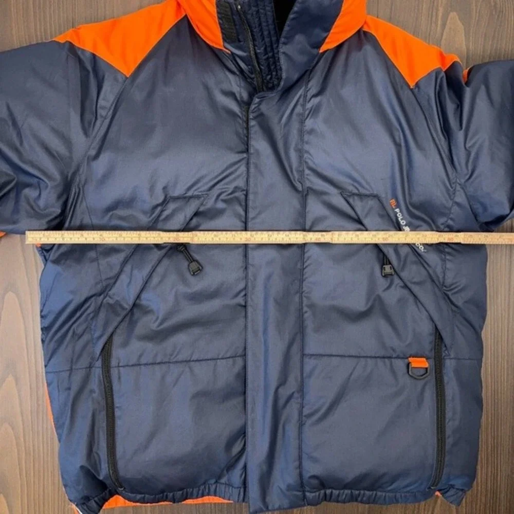 Rare VTG Ralph Lauren Polo Jeans Co. RL-67 Down Puffer‎ Jacket Large Navy Orange